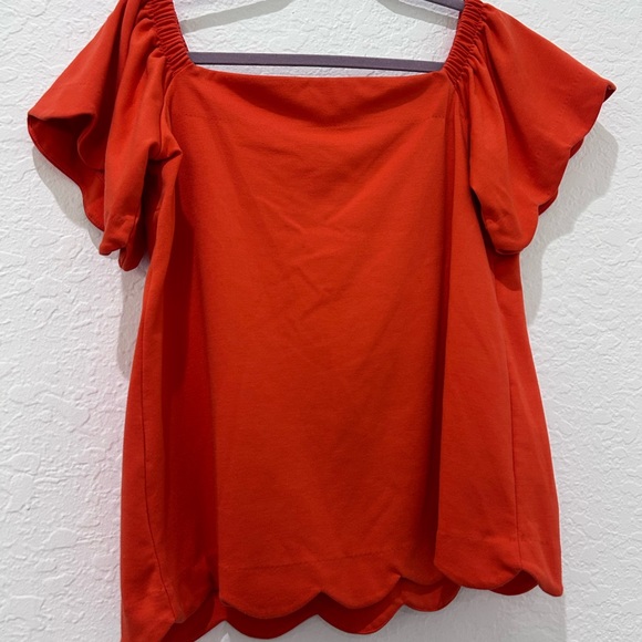 💥PRICE⬇️ BANANA REPUBLIC • Orange Scalloped Blouse • sz Med - Picture 5 of 9